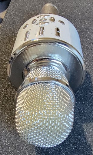 Hand Held Karaoke Microphone White/ Silver Tested- Works!