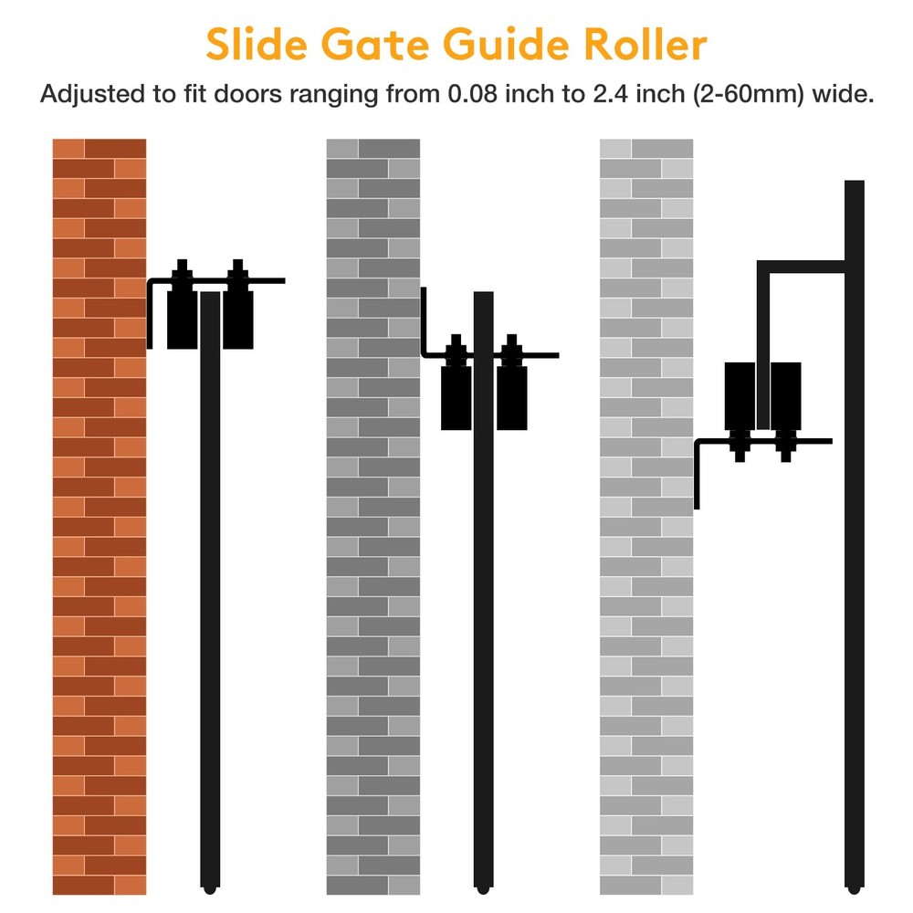Gate Roller Guide,Sliding Hardware with L-Sliding 1 Pack, Black