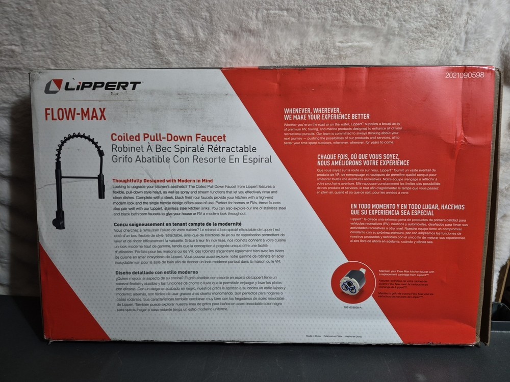 Lippert Components 2021090598 Faucet Coil-Spring Pull Down Spout Black Matte