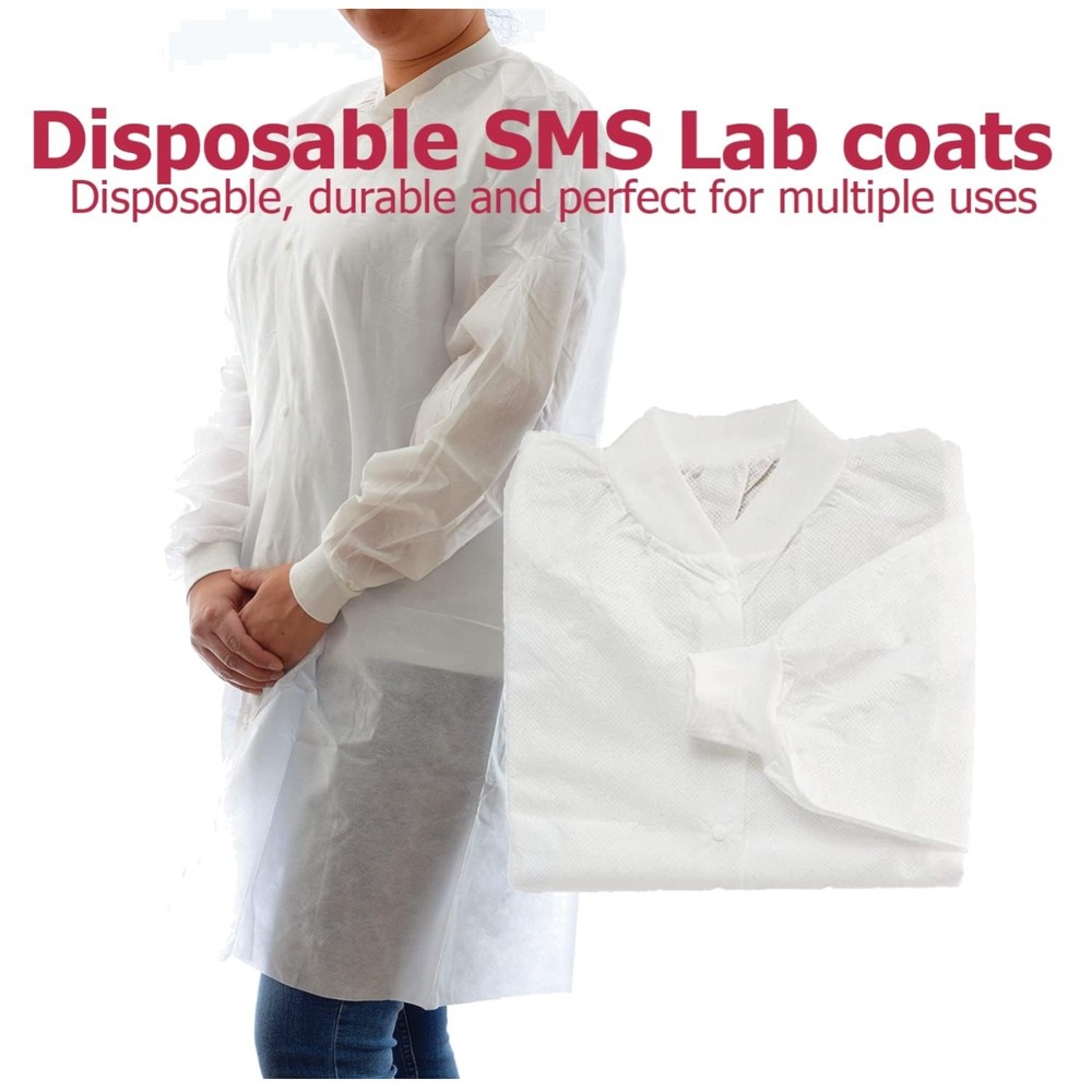 Snap Button SMS Lab Coat for Men, Pack of 10