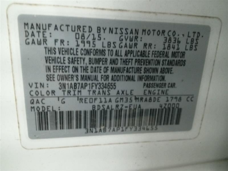 SENTRA 2015 Keys/Latches/Locks 104636111
