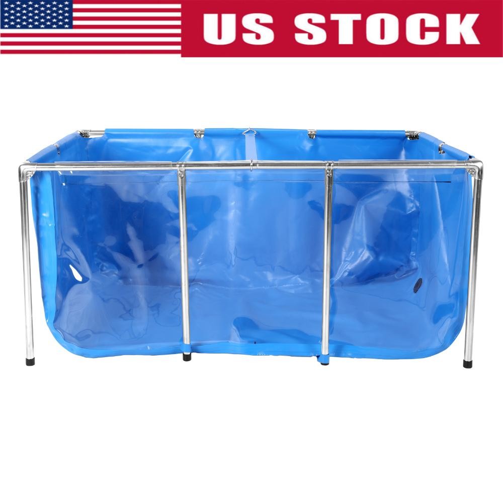 Rectangular Goldfish Tank with Frame & Drain Valve Above Ground Fish Pond Clear
