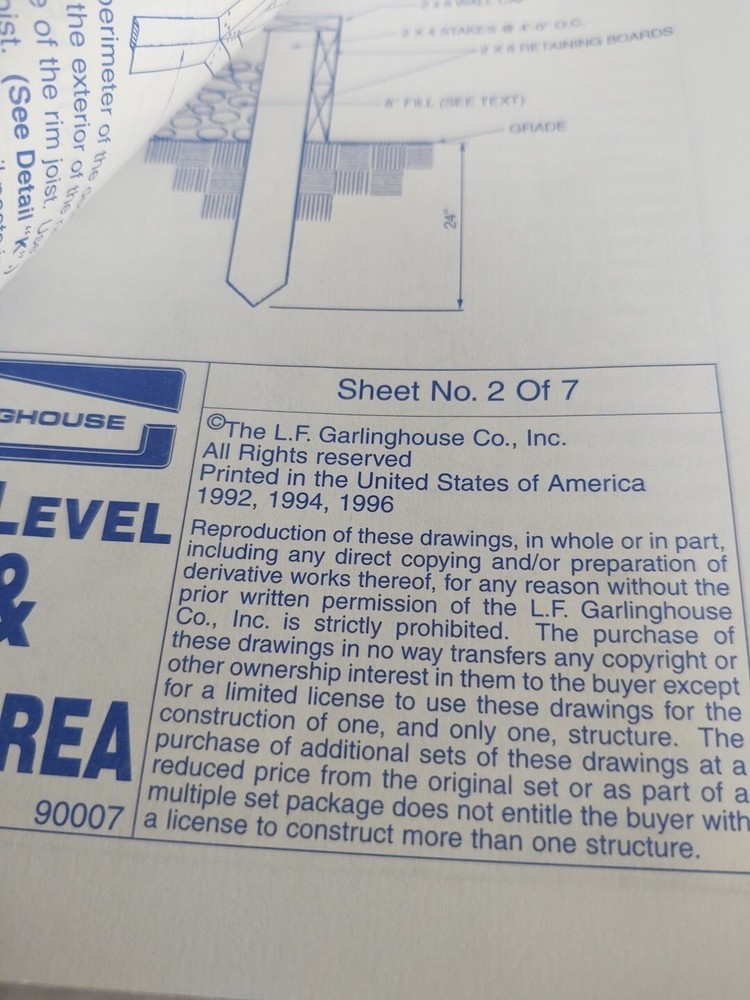 VTG 1996 Garlinghouse Split Level Deck 14' Play Area Project Plan blueprints FYI