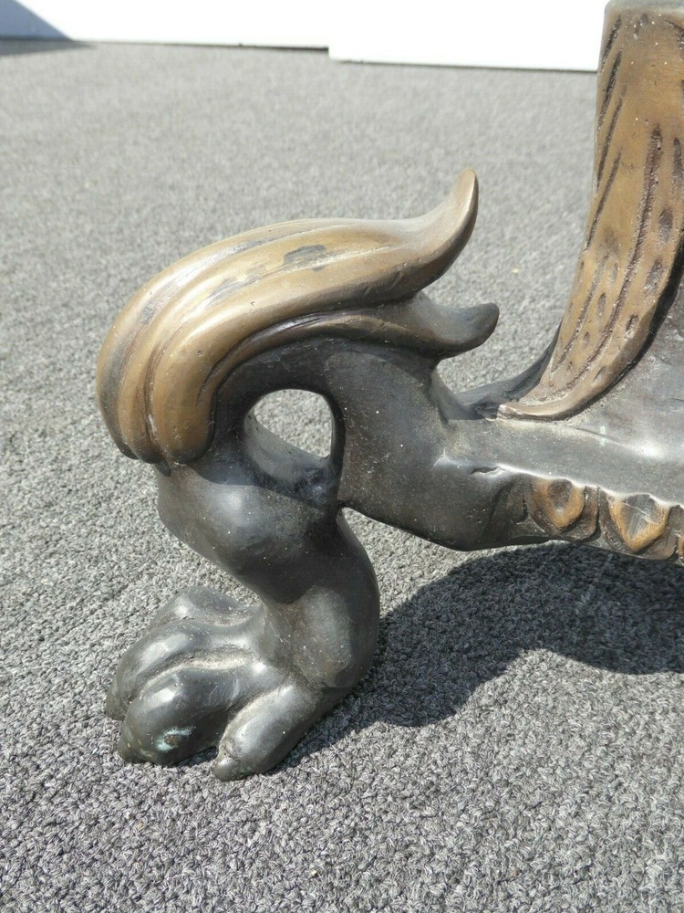 Vintage Solid Bronze Oriental Asian Foo Dog Claw Feet Stool