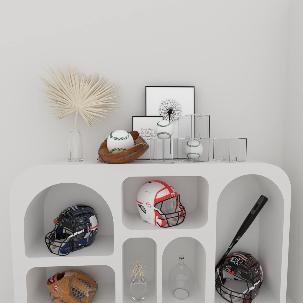 Baseball Display Case 4 Pack, UV Protected Acrylic Square Baseball Holder, Clear