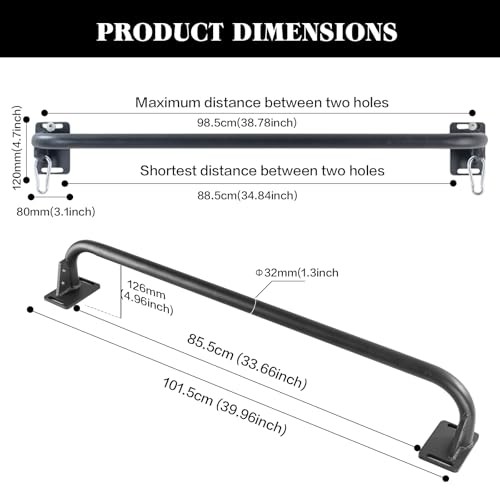 Wall Mounted Pull Up Bar, Door Frame Pull Up Bar for Home Gym, Black-JY