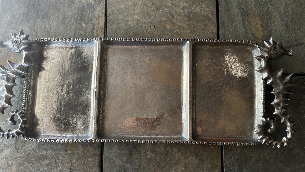 Mudpie Vintage Silver Seaside Serving Tray