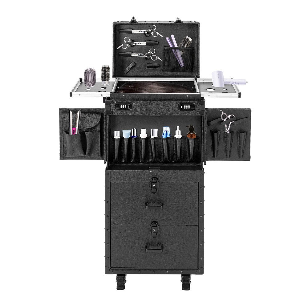 Floor Standing Rolling Makeup Case Cosmetic Trolley Makeup Storage Organizer Box