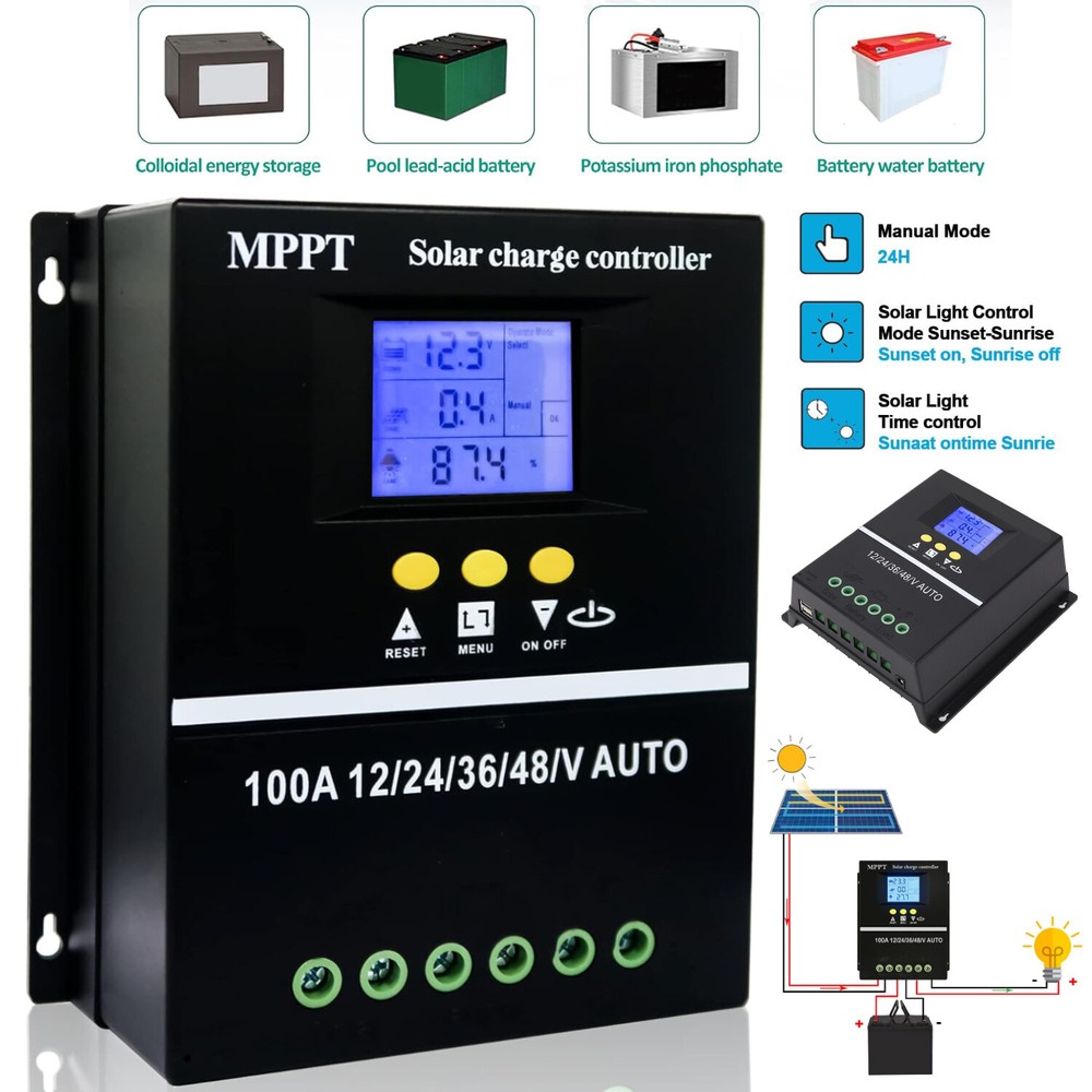 100A MPPT Solar Panel Battery PV Regulator Charge Controller AUTO 12/24/36/48V