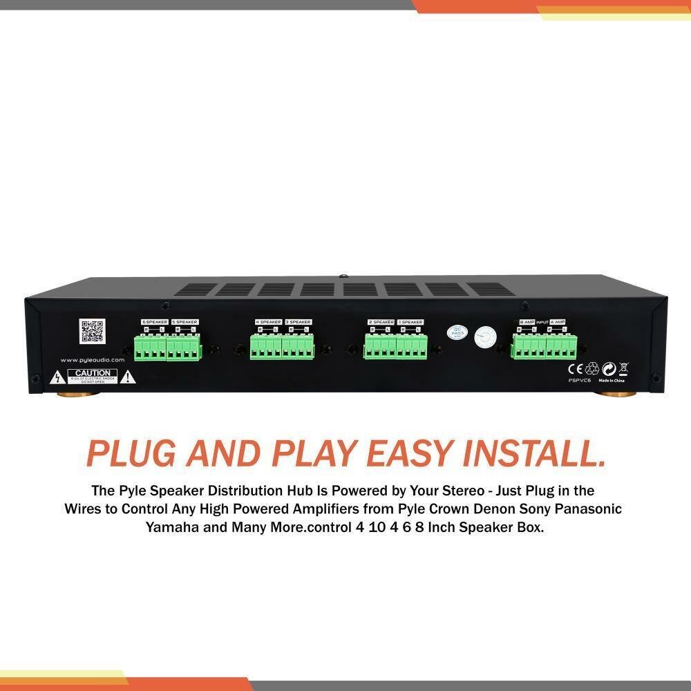 Pyle Universal Compatible Speaker Selector W/Volume Control 6 Channel High Power