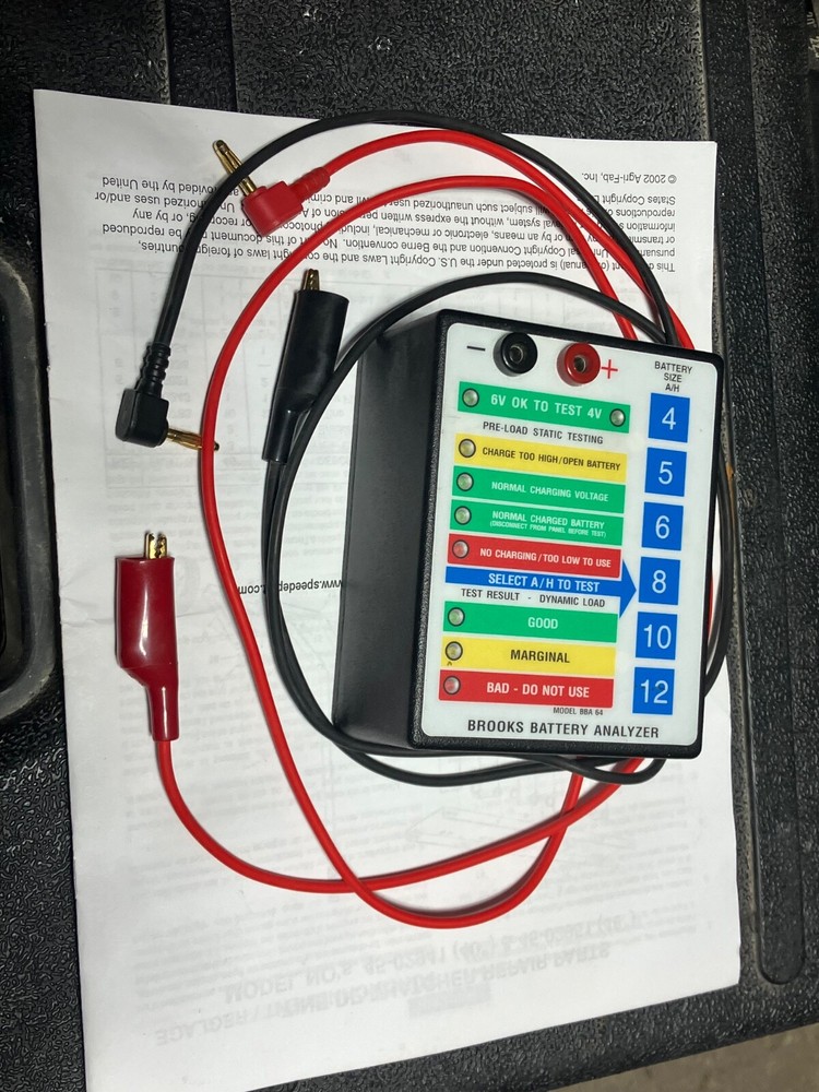 Brooks BBA64 Battery Analyzer w/Hard Case 6v/4v/Exit Sign/Emergency.