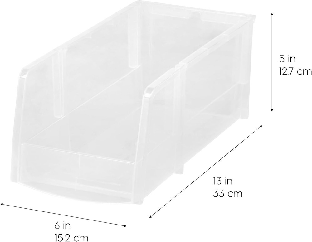 Clear Plastic Stackable Storage Bins, Large- 8 Pack, Open Front Fridge Pantry...