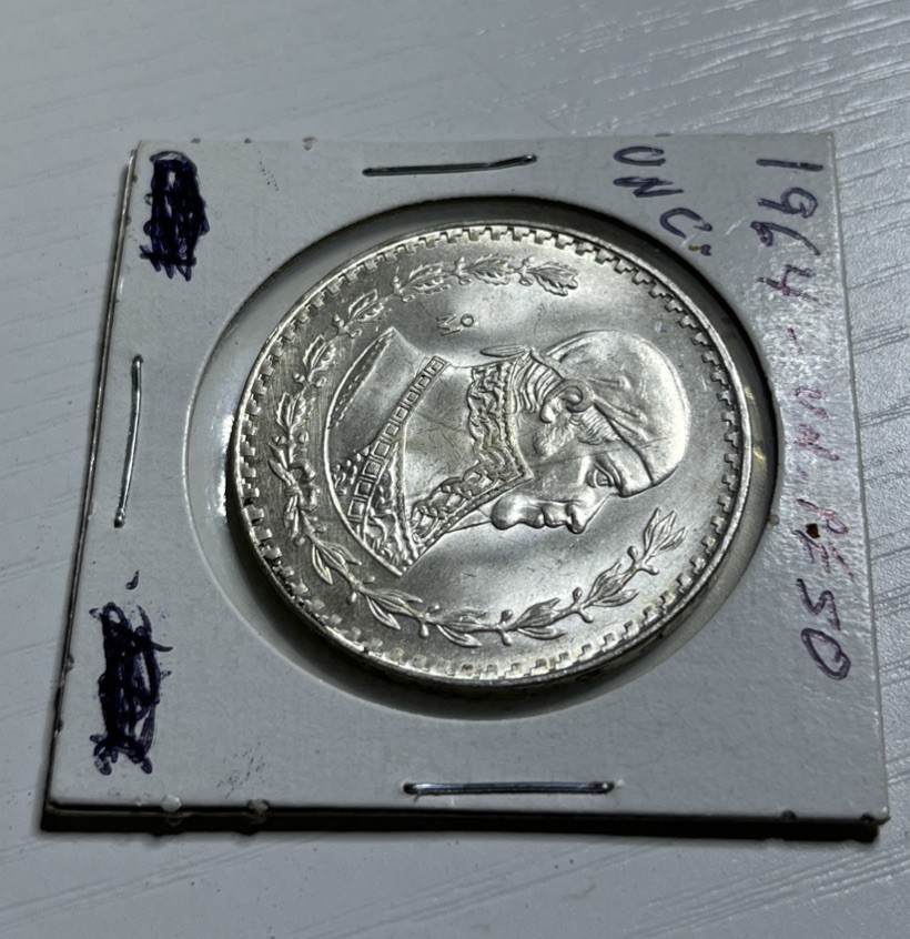1964 Mexico One Peso Silver Coin Excellent Condition