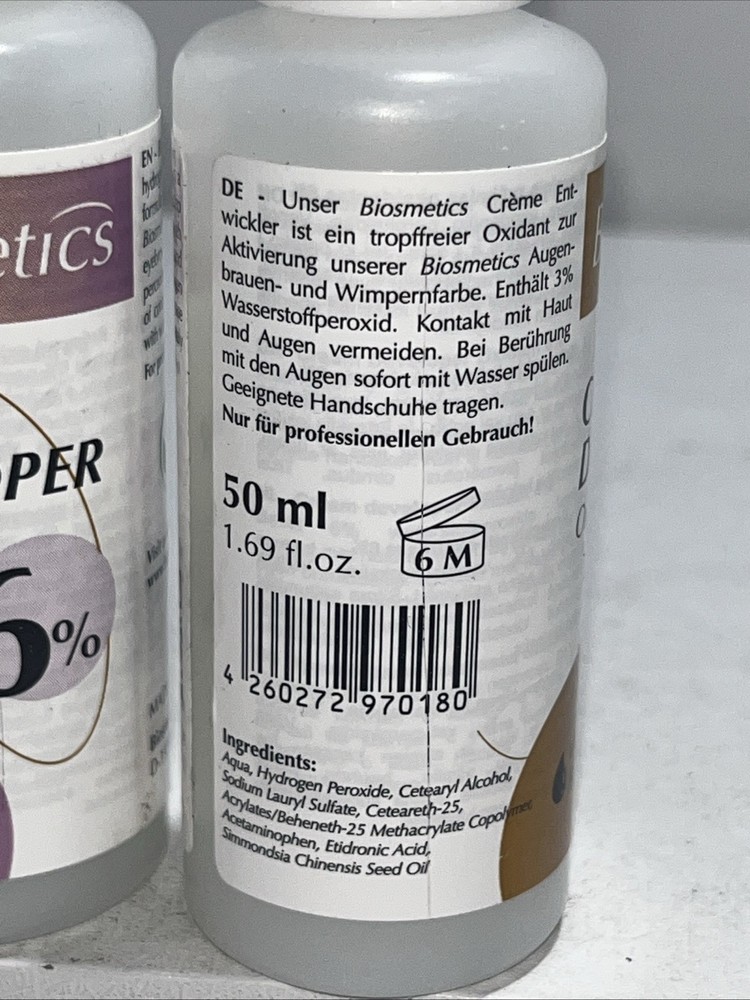 4 New 6% Cream Developer For Eyelash & Eyebrow Tint, 1.69oz Each