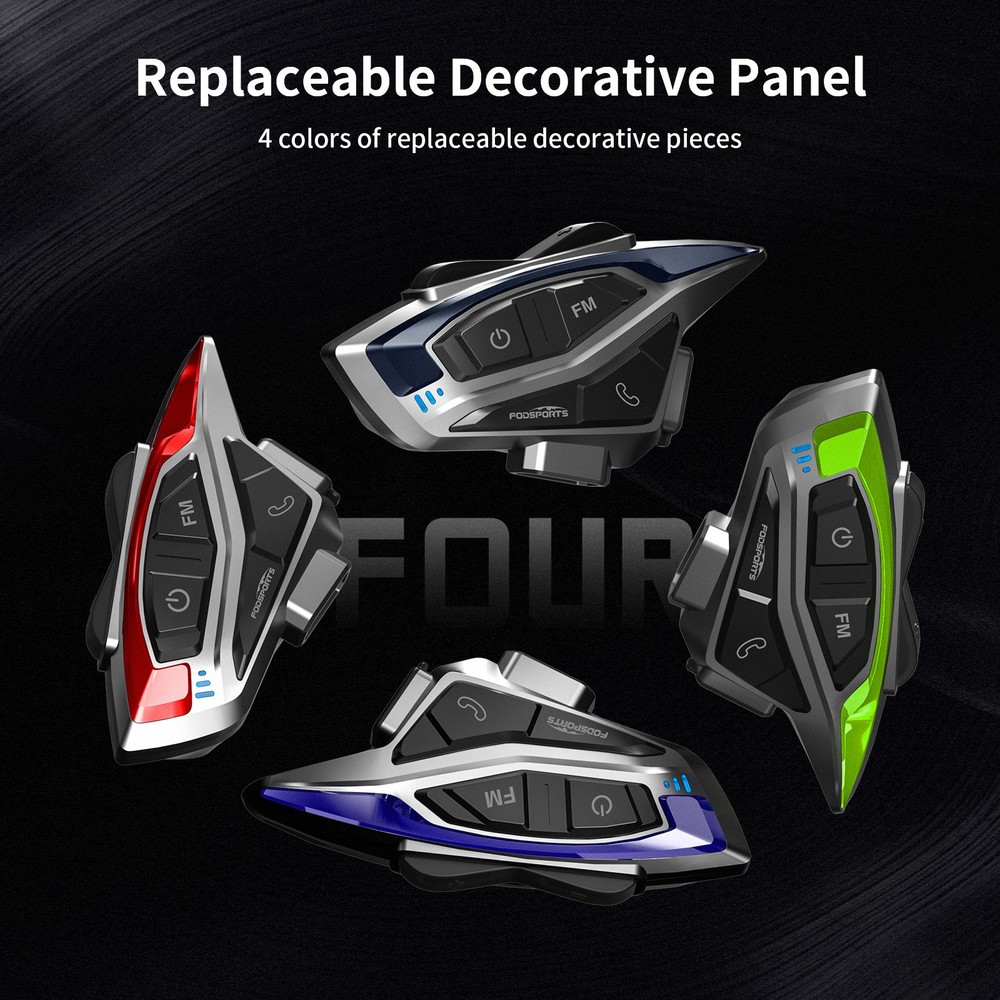 T6 Motorcycle Bluetooth Headset Helmet Intercom 2-Way 1000m Communication +Shell