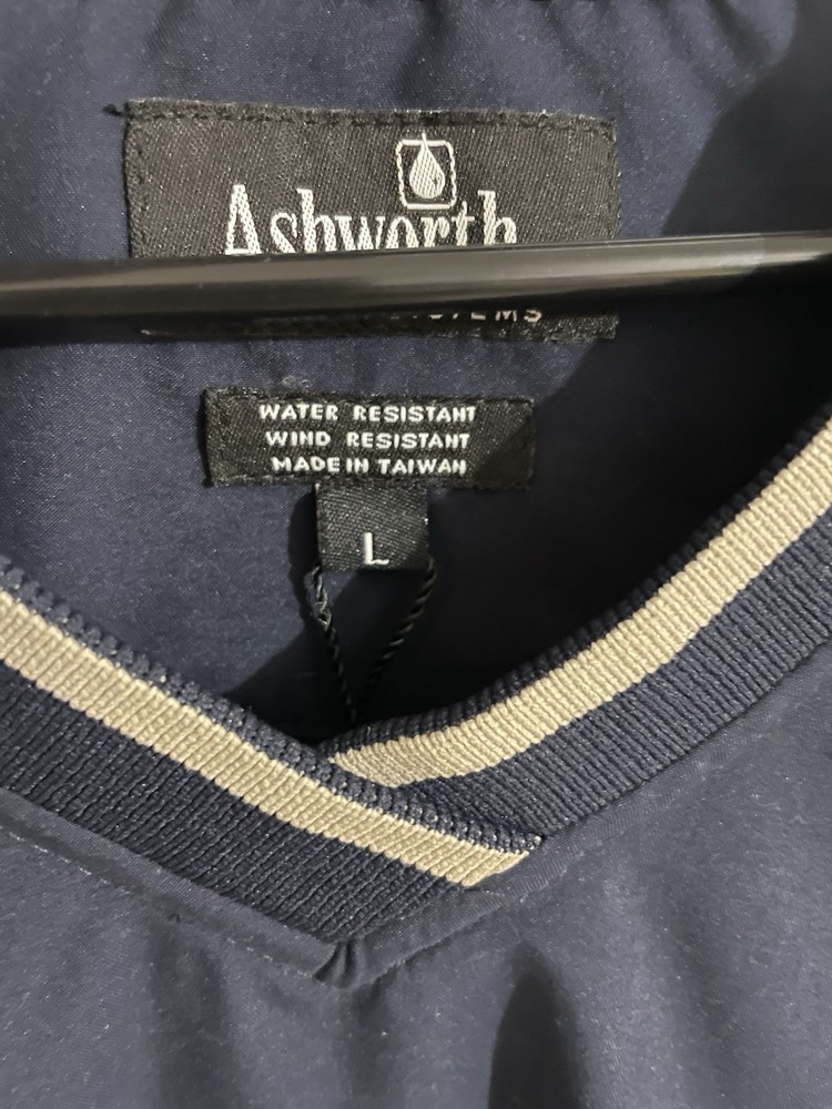 Ashworth Golf Weather System Pullover Size L Blue Wind Water Resistant Pockets