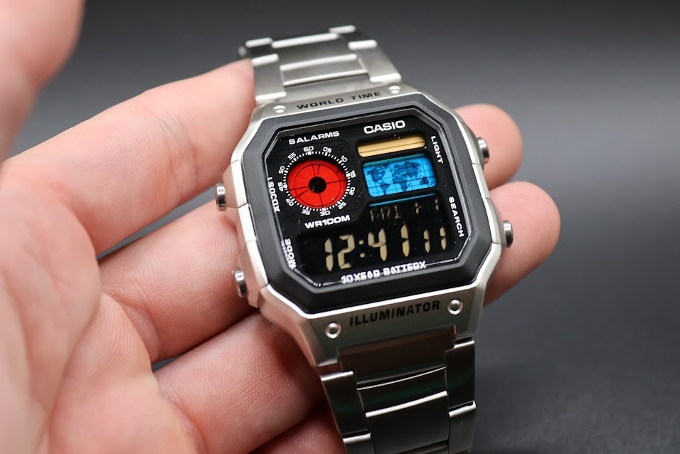CASIO AE-1200WHD. Royale World Time Watch Mod. Negative Display - Hydromod
