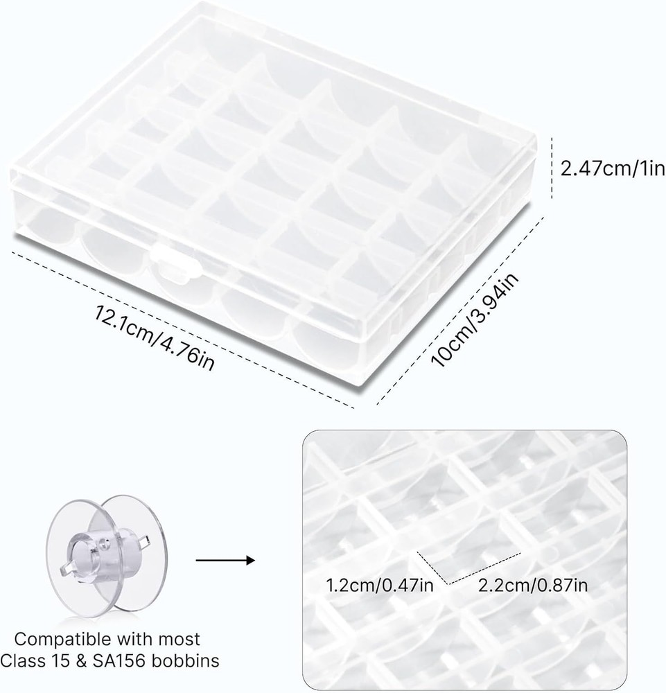 Opret 25 Slots Bobbin Organizer, Transparent Plastic 4 Pack,