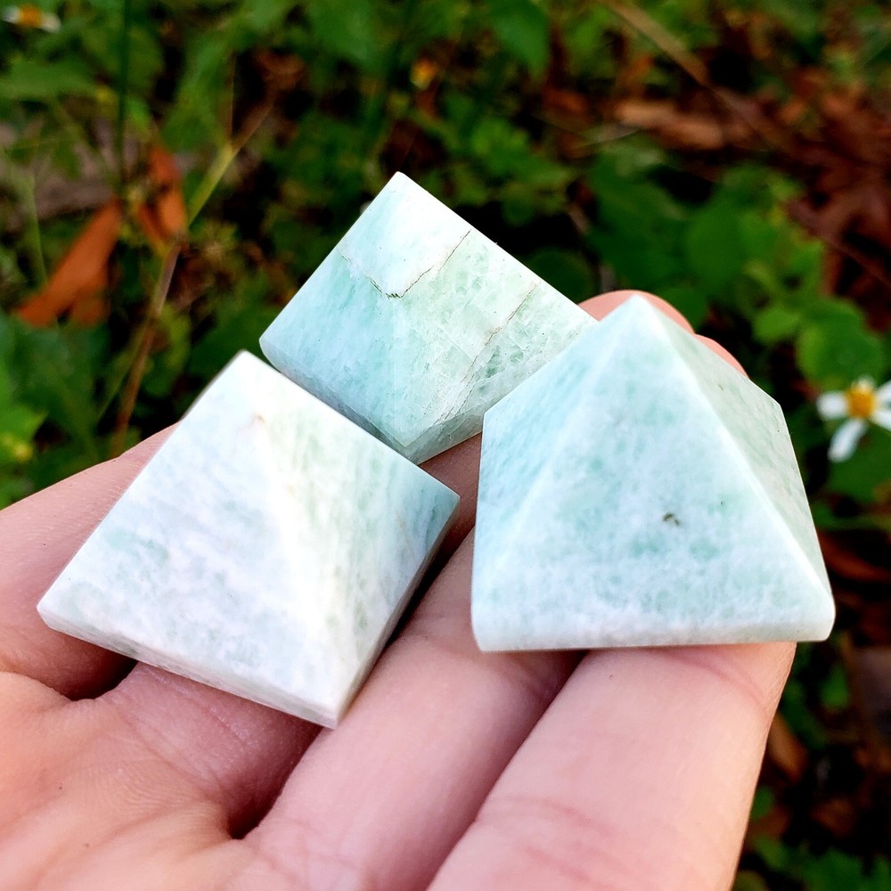 Amazonite natural Crystal Healing Gemstone polished pyramid - 1pc