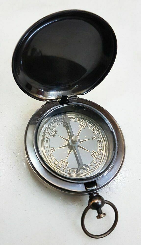 Vintage Handmade Push Button Compass Antique Handmade Brass Compass Pocket Style