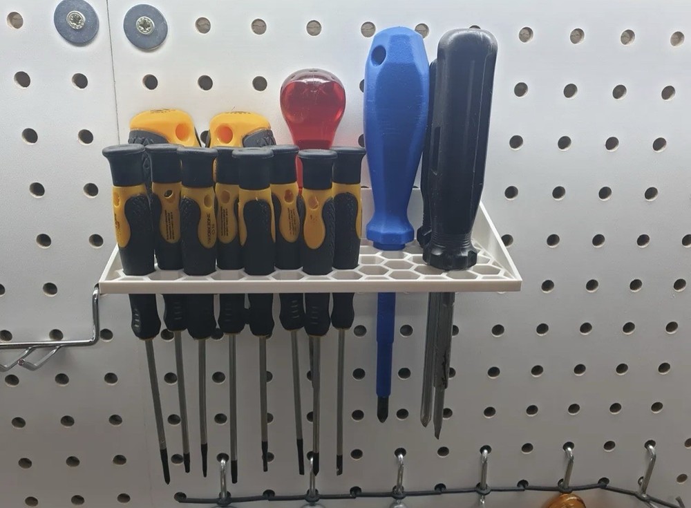 Pegboard Screwdriver Holder Rack Organizer 3D Printed Tool Storage - White