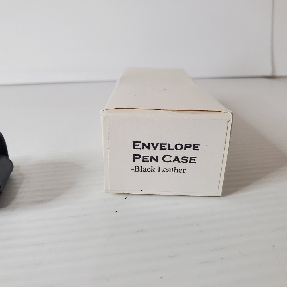 Black Leather Pen Pouch Case Single New In Box Envelope Style