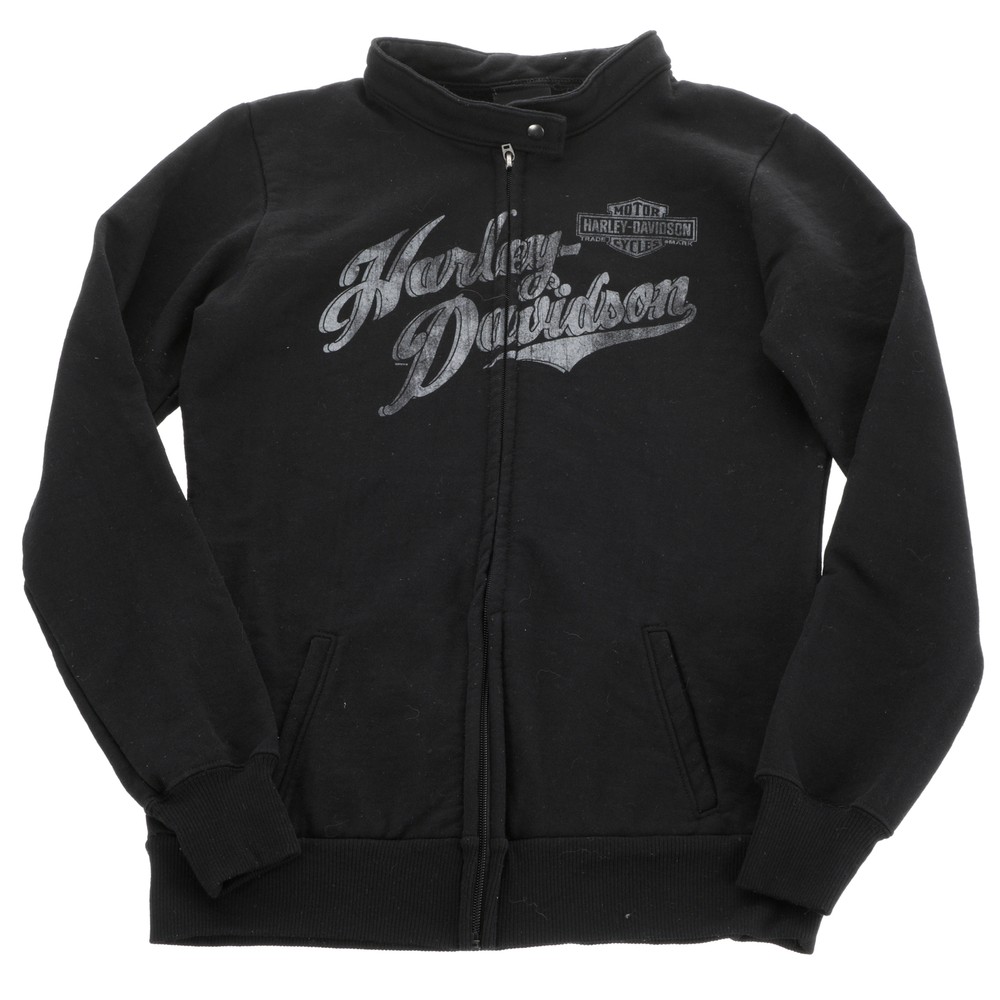Harley Davidson Black Zip-Up Sweater Small