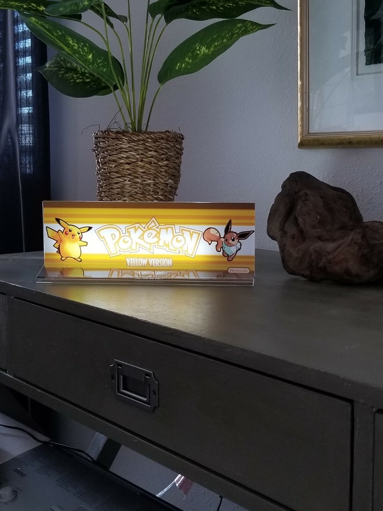 Pokemon Yellow Version Backlit 4" x 11" Marquee w/ The Arcade Light Box Display