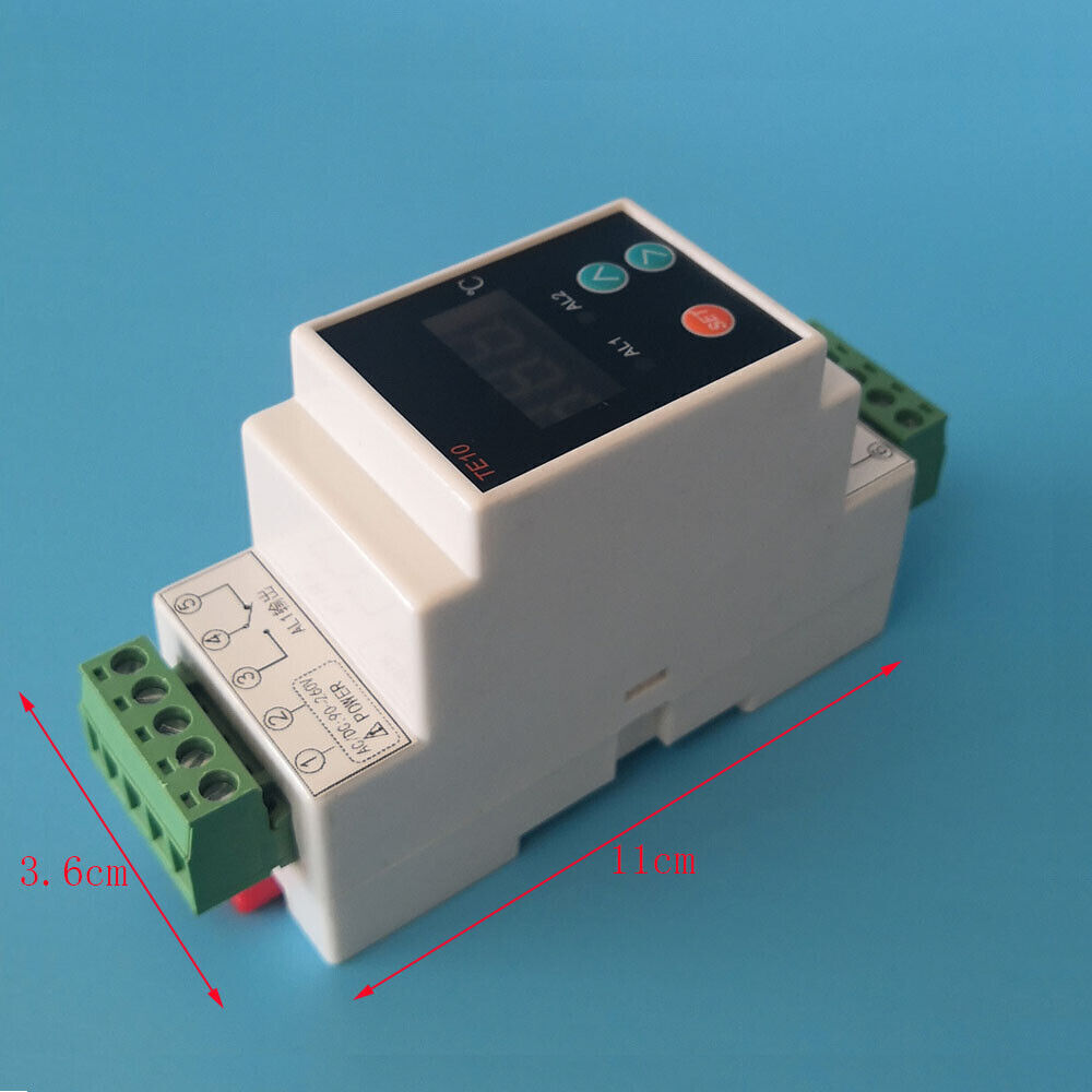 AC90-260V Din Rail Thermostat w/Sensor 2 Way Relay Output Temperature Controller