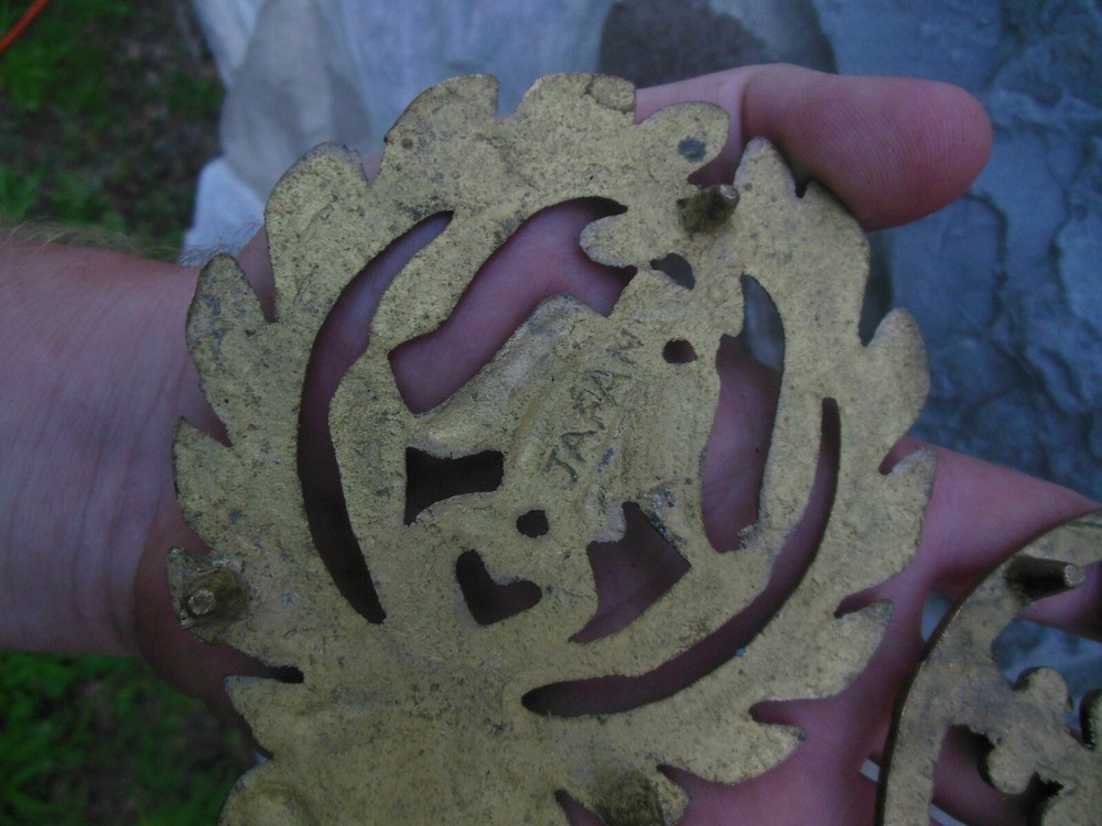 Vintage Japan 7" Solid Brass Trivets Cookware American Eagle