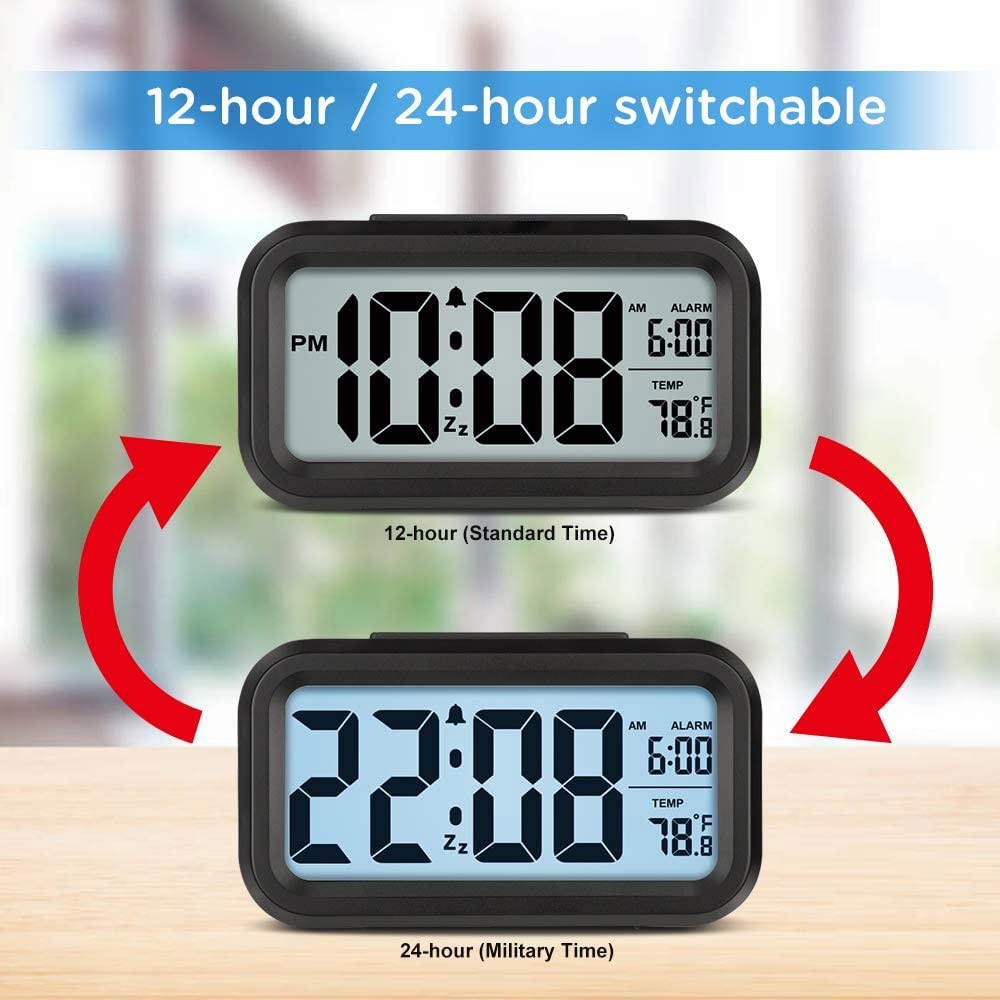 Jisile Digital Alarm Clock, Clock Large, Battery Operated