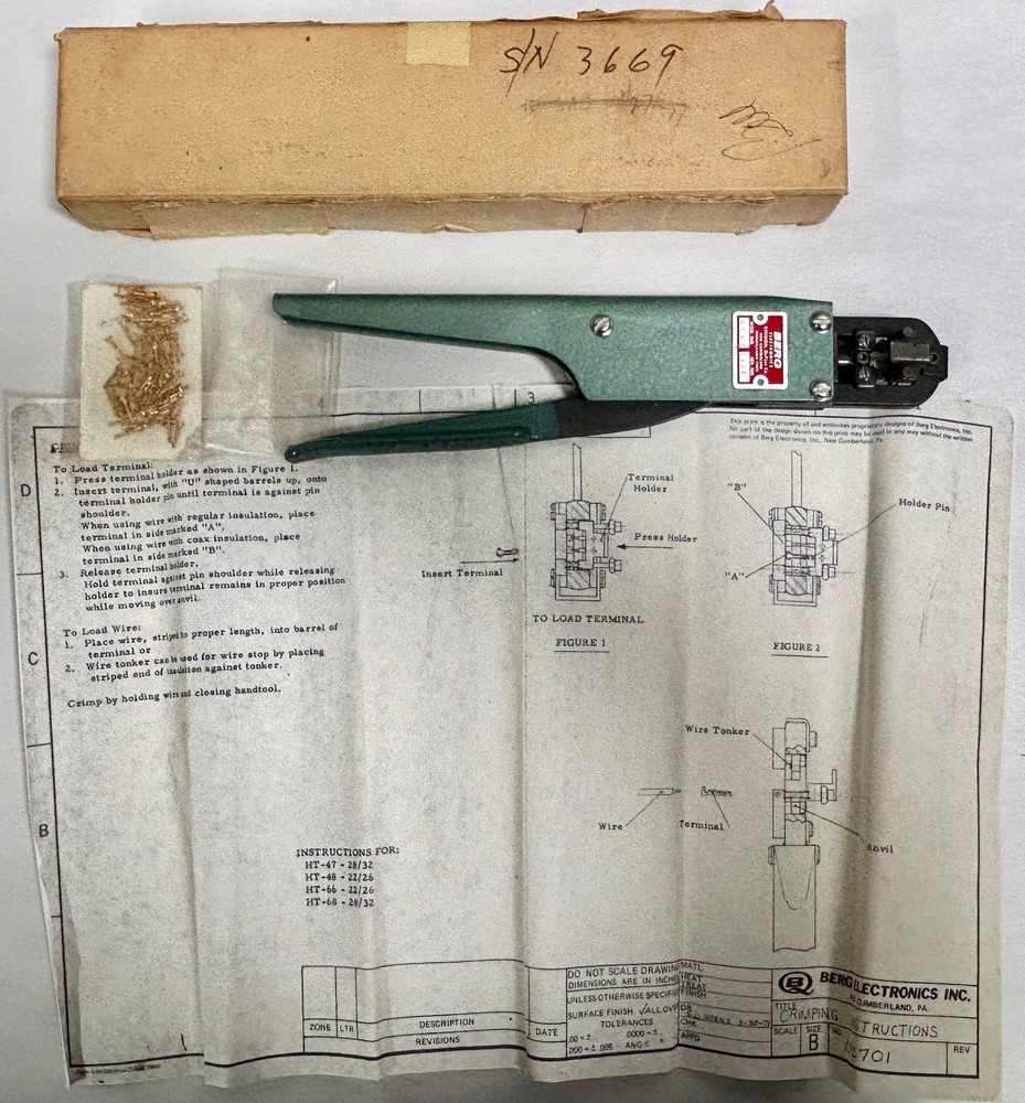 Vtg Berg Model HT 48  Electronics Crimping Tool Crimper (A20)