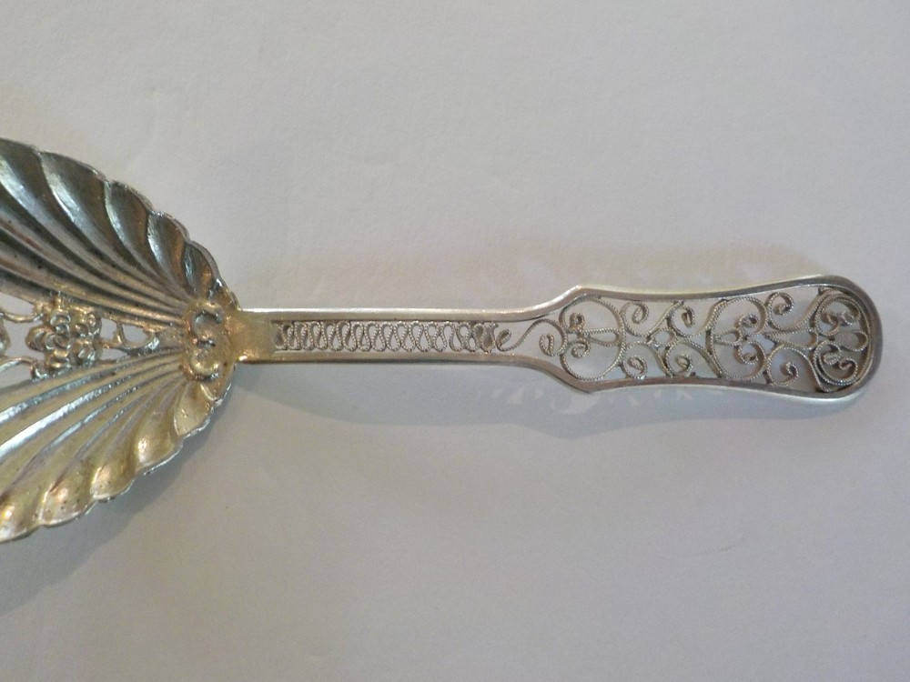 Pair Continental Silver Reticulated Bon-Bon Spoons