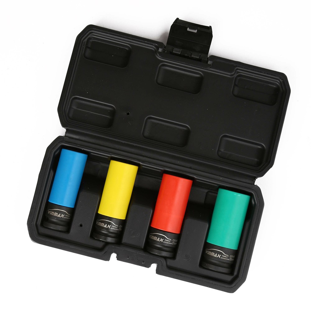 1/2"Dr Lug Nut Impact Socket Set Thin Wall Deep Wheel Protector 17 19 21 22mm