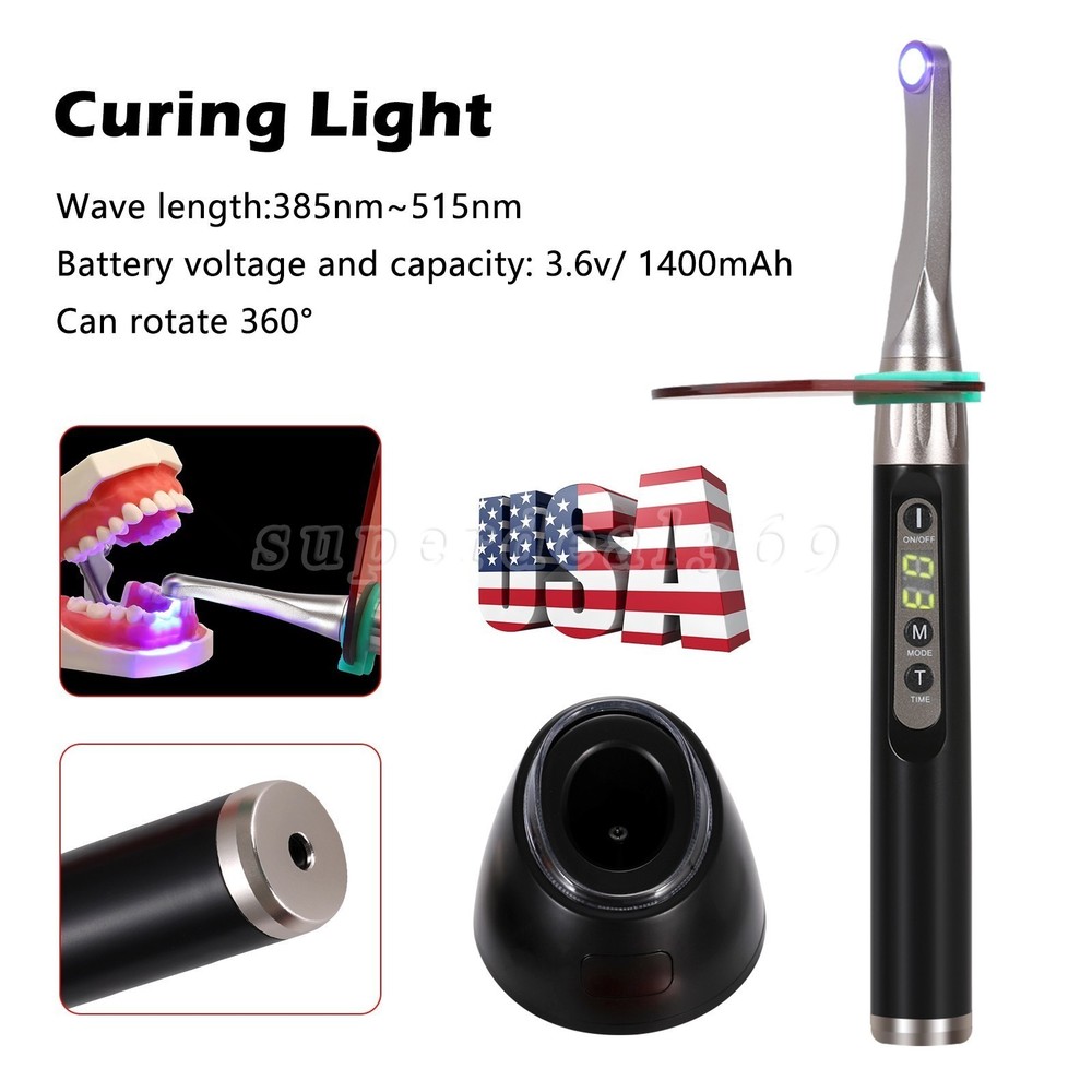 Woodpecker Style Dental iLED Wireless Curing Light Lamp 1 Second Cure Black