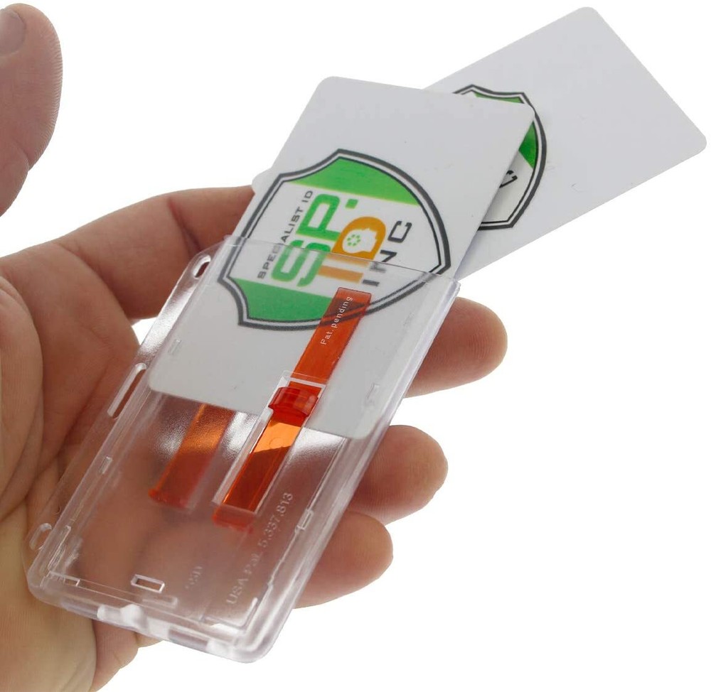 Two Card Badge Holder - Horizontal Case with Double Red Extractor Slide Tabs