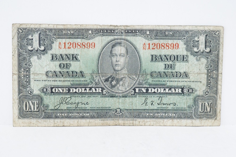 1937 Canada $1 Note Circulated (nb387)