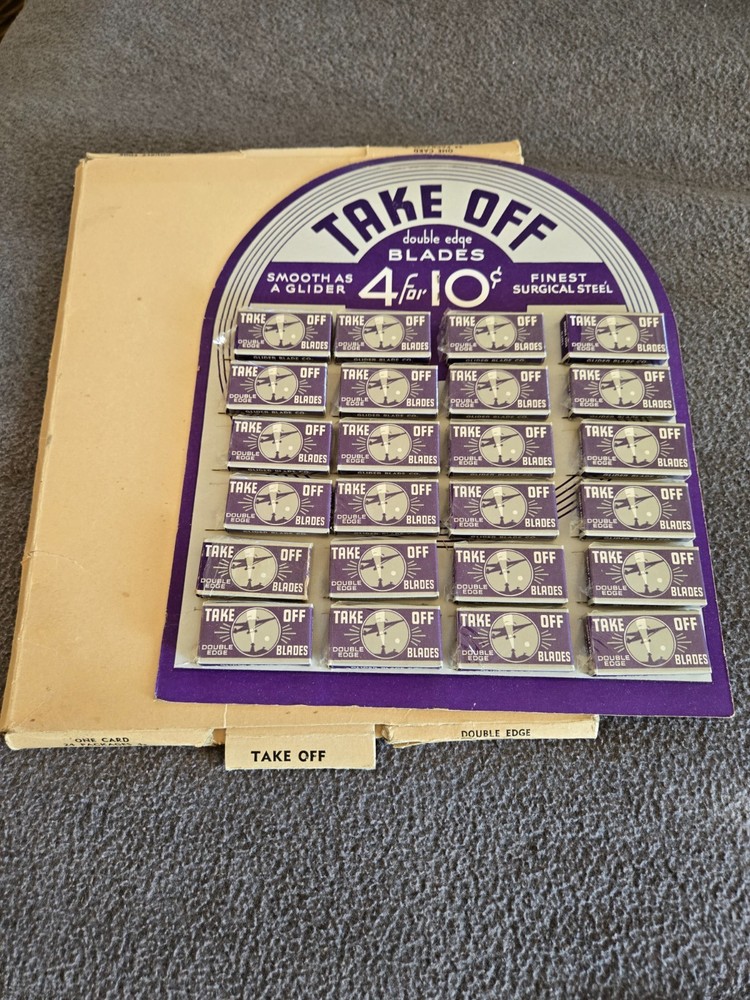 Vintage Razor Blade Display - TAKE OFF Double-Edge 24-Box Display w/Sleeve