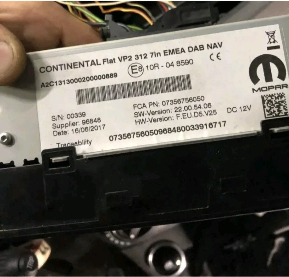 ✅ FIAT Continental VP2 Radio Code Unlock EMEA 5" 7" Navigation 2015-2020