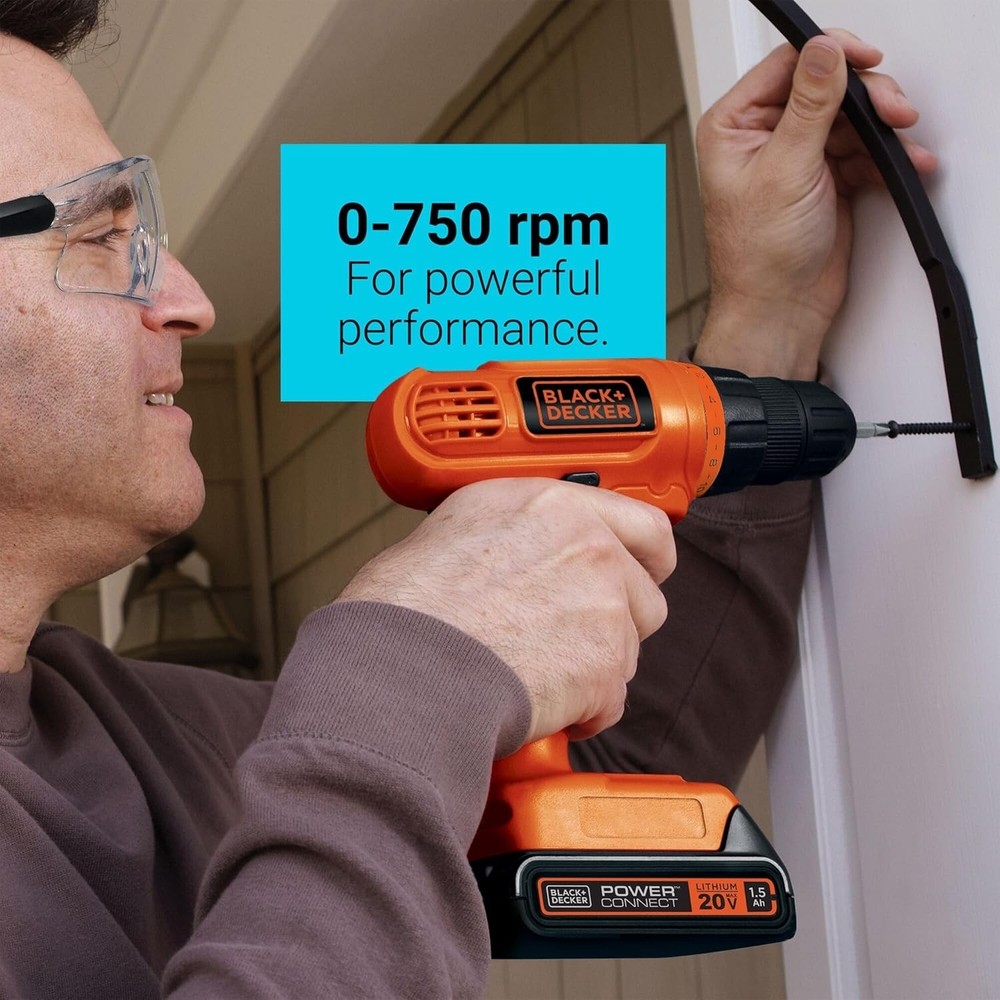 BLACK+DECKER 20V MAX Cordless Drill & Driver Kit, 30-Pc Bit Set, Tool Only