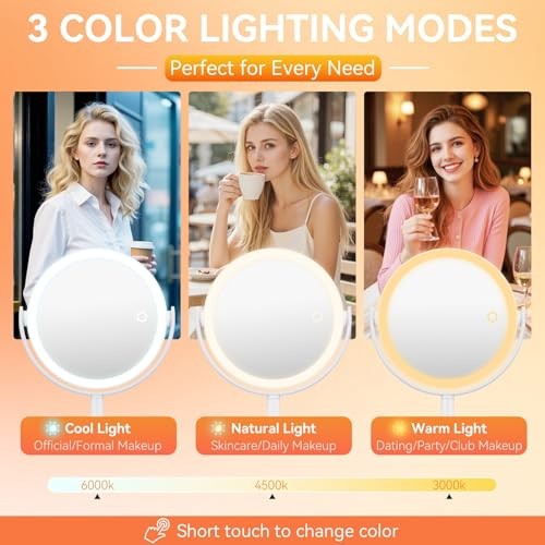 Makeup Mirror with Lights, Double Sided 30X/1X Magnifying Mirror with Light,