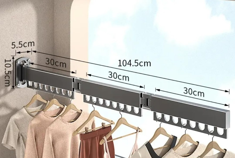Clothes Drying Rack,Carbon Steel Collapsible Laundry Drying Rack Wall Mounted...
