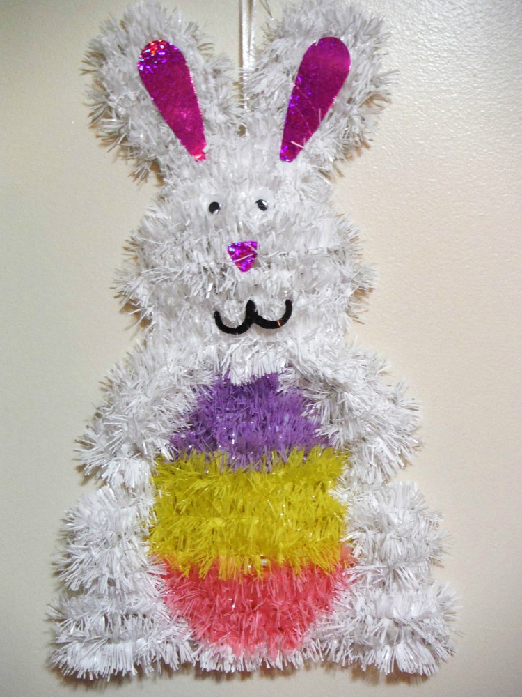 EASTER BUNNY TINSEL HANGER WHITE BUNNY HANGER