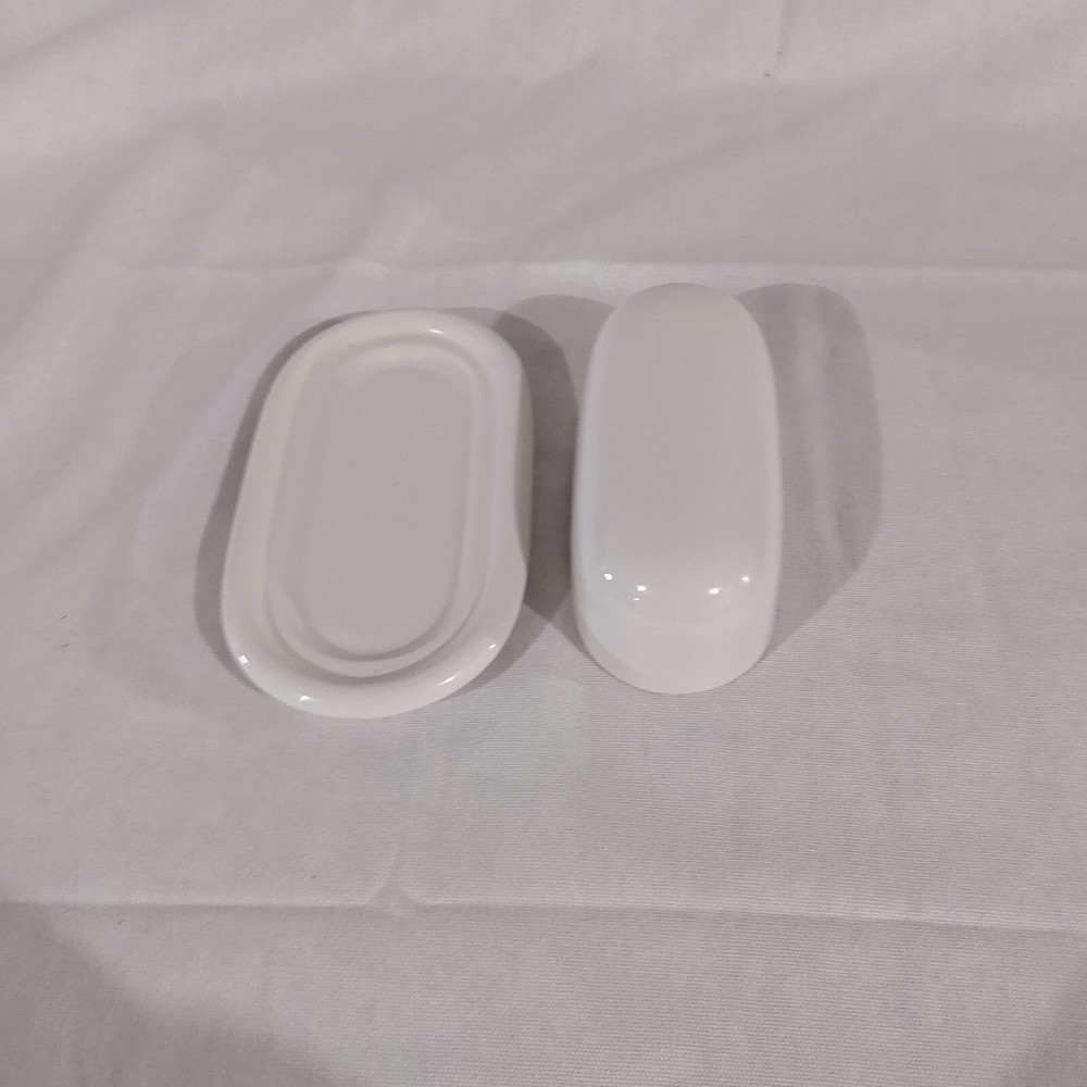 Off White Ceramic Crown Corning Butter Dish 6 x 4