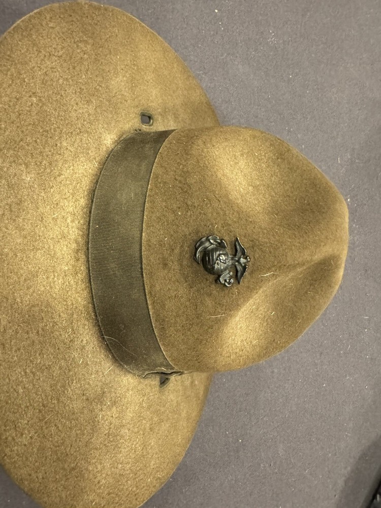Vtg USMC Marine Corps Campaign Felt Hat Sergeant w pin