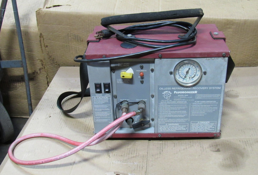 FLUORO TECH FLUOROMIZER OILLESS REFRIGERANT RECOVERY SYSTEM MODEL 3500 110V 1PH