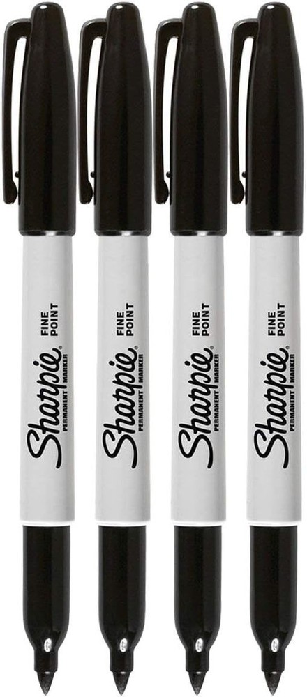 Permanent Markers, Fine Point, Black Ink 4-Pack