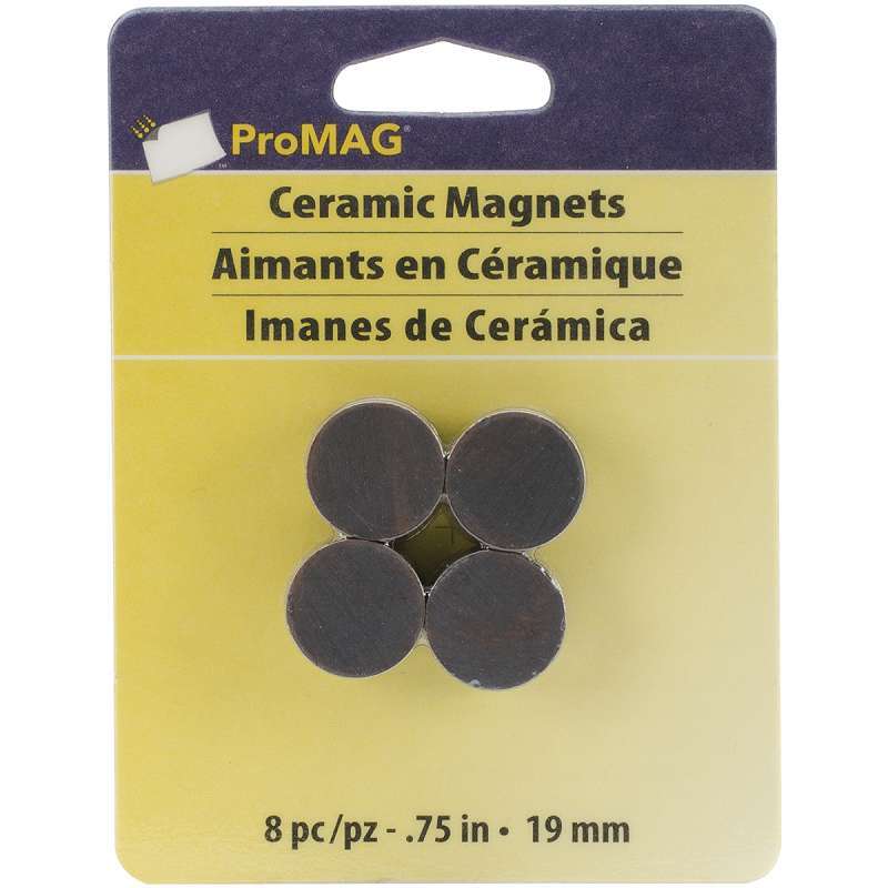 ProMag Round Ceramic Magnets .75" 8/Pkg