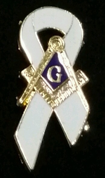 Freemason White Ribbon Lapel Pin