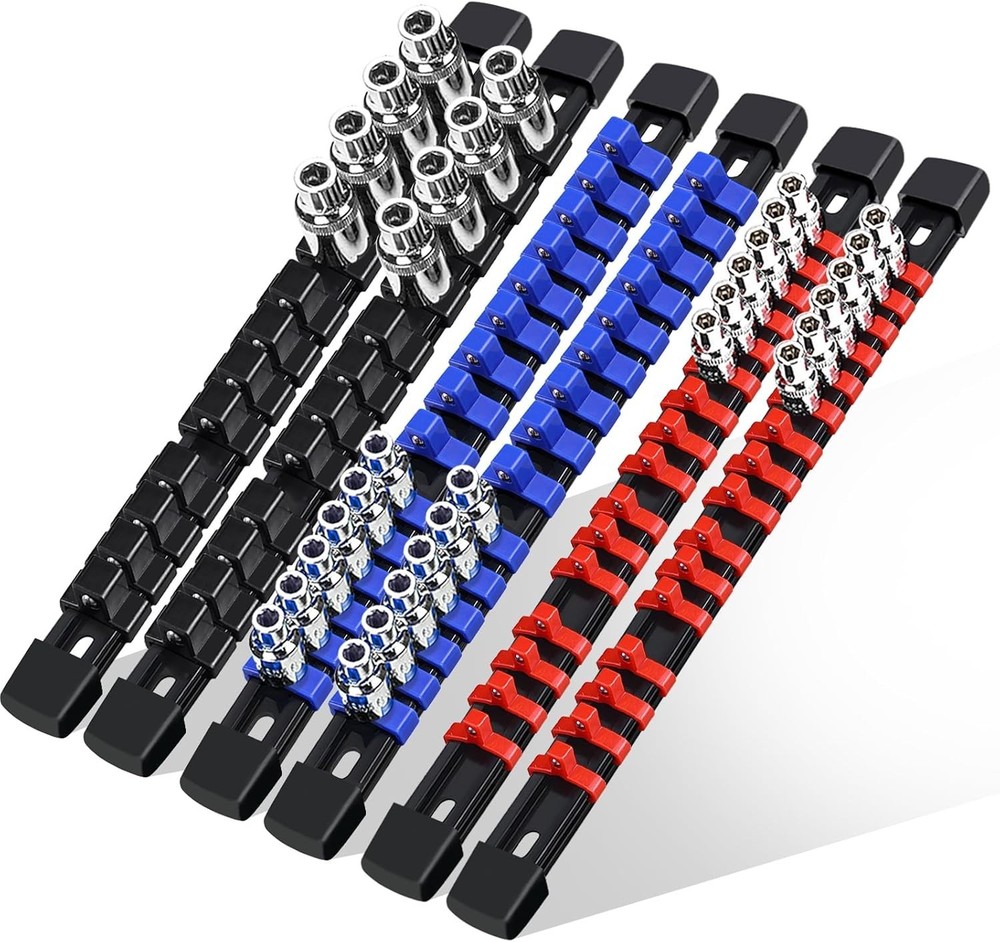 6 Pcs Socket Organizer Rail Set with 86 Clips for Efficient Tool Storage
